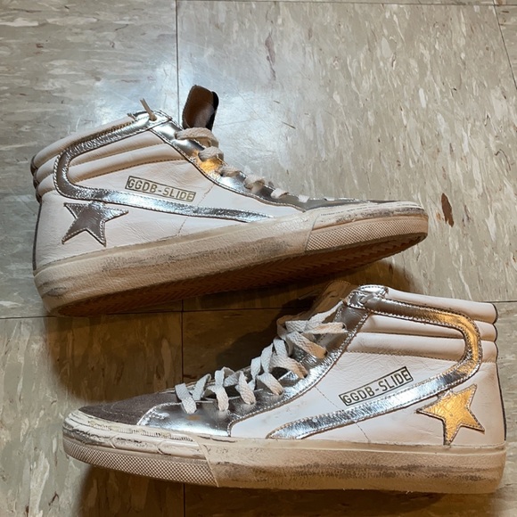 Golden Goose White and Brown High-Top Sneakers - Picture 7 of 15
